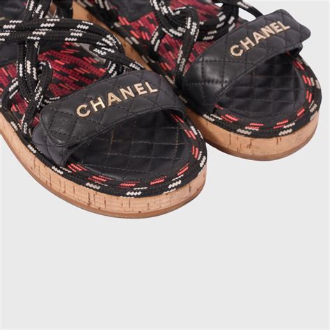 chanel sandals cord and lambskin